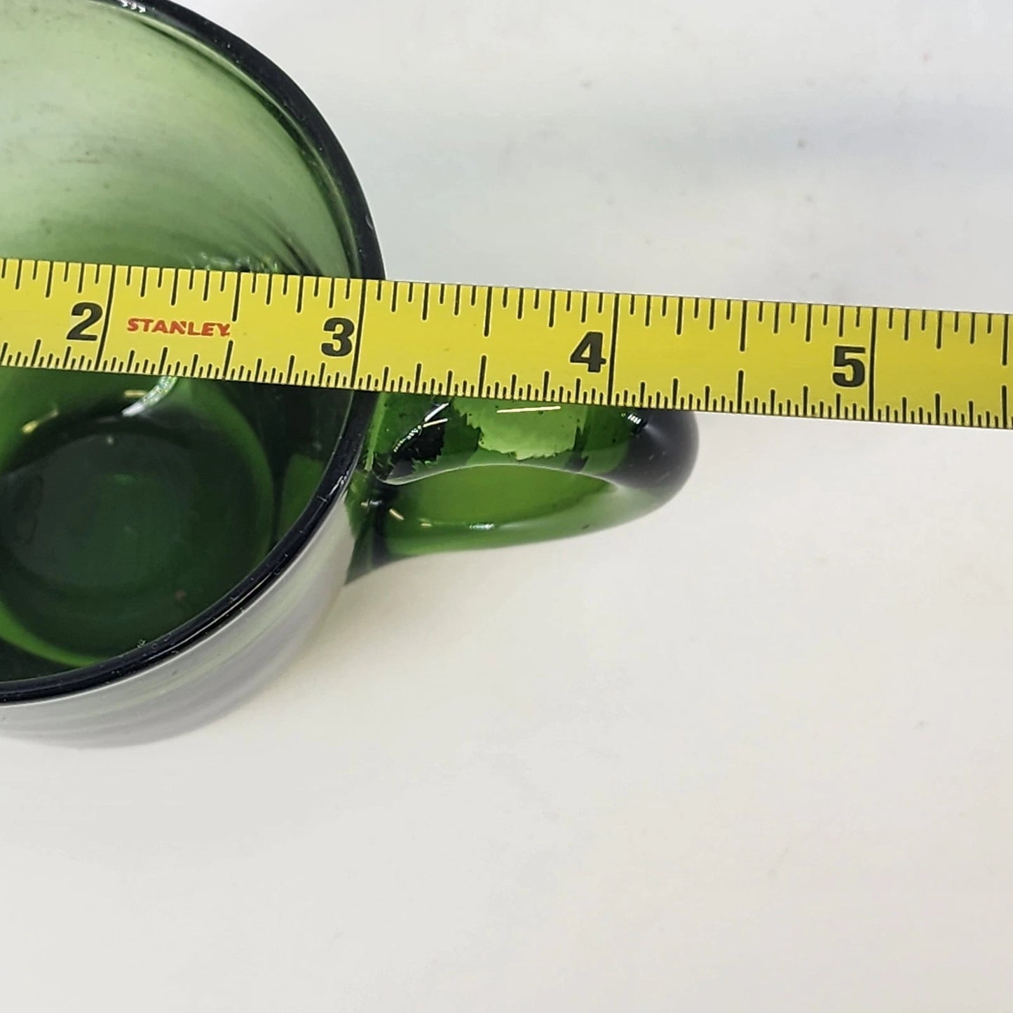 Indiana Glass Cups Avocado Green Blown Art Glass Set of 4 Starburst Base Handle