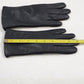 Ladies Black Leather Gloves Fleece Lined Med/Large Stretch Inset Winter Vtg NWT