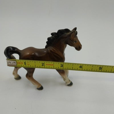 Ceramic Brown with White Accents Trotting Horse Figurine Japan Vintage 4"x3.75"