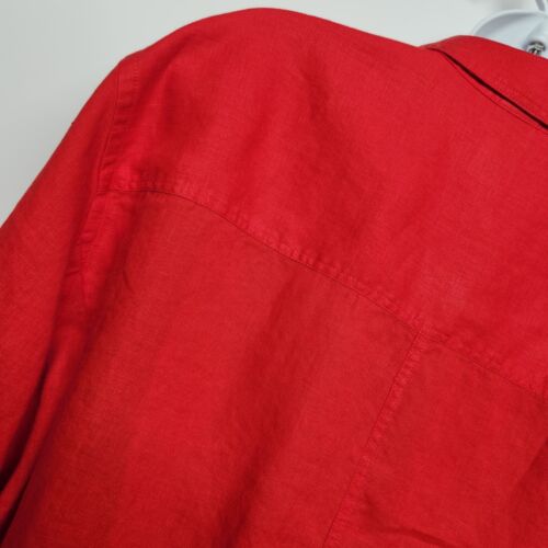 Ralph Lauren Size 2XL Women's Red Button Up Shirt with Cuffed Button Sleeve