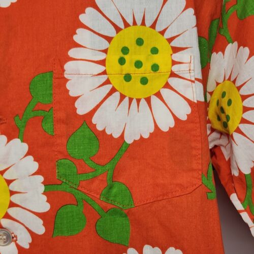 Hawaiian Shirt Men's Orange Colorful SS Button Down Sunflowers Homemade Large?