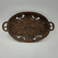 Wooden Hand-Carved Black Forest Serving Tray w Grape & Foliate Wall Decor 11x7"