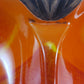 California Pottery USA 748 Divided Serving Dish Orange Swirl Glaze 1970s Vintage