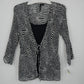 Essentials by Milano Zebra Print Pleated Blouse Women's M 3/4 Sleeve Front Tie