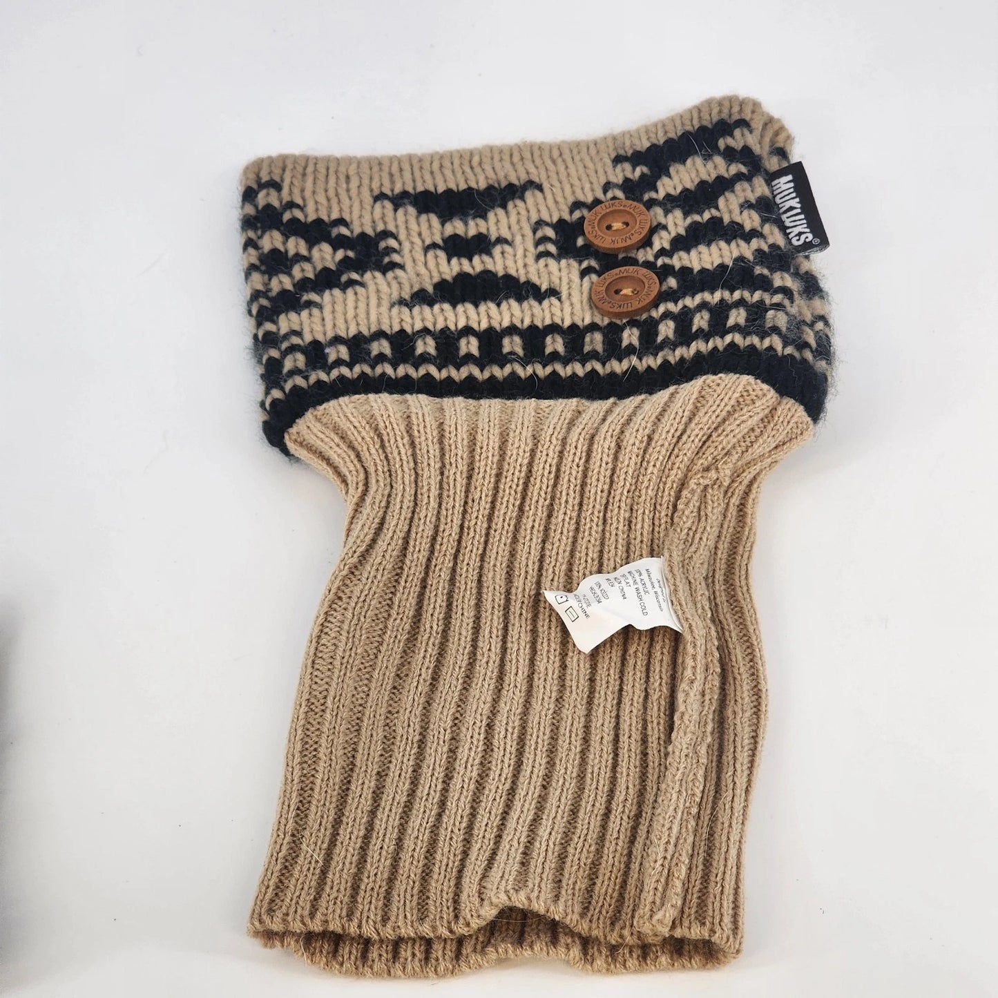 Muk Luks Knit Boot Toppers Beige Cream Button Cuff Leg Warmers