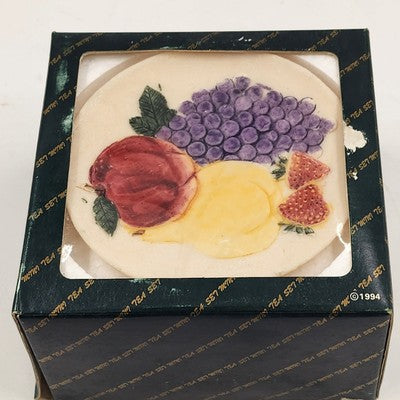 Popular Imports 8 pc Miniature Tea Set Fruit Plate TMI/FRT Polystone Resin 1994