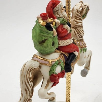 Homco Carousel Horse Figure Santa Claus #5117 Ceramic Brass Stand Philippines