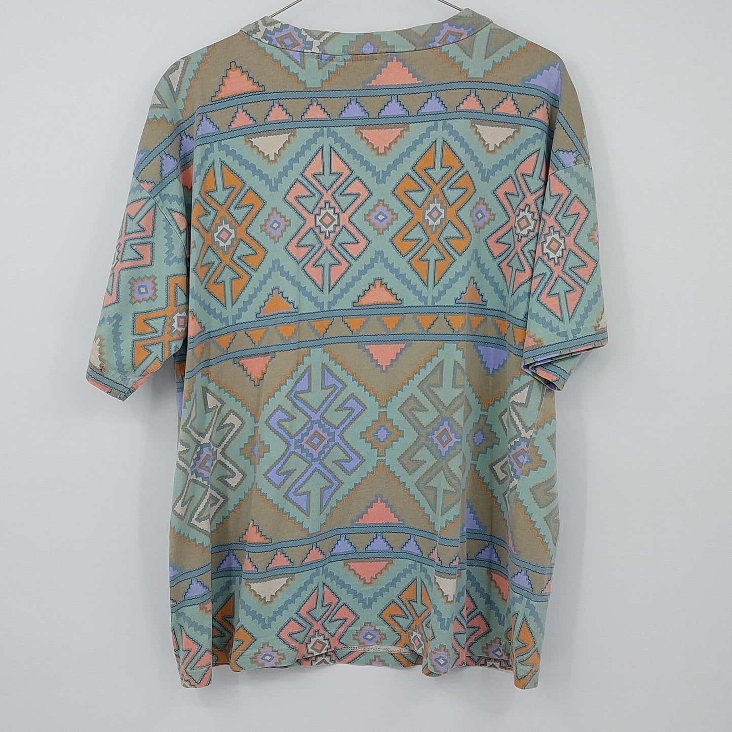 Vintage Chicos Design Aztec Geometric Shirt Womens Green Cotton