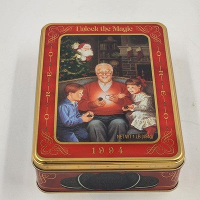 Oreo Cookie Tin 8"x6" 1994 Christmas Unlock The Magic Grandfather Remembers