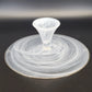Badash White Alabaster Glass Cake Stand Swirl Silver Trim Footed 12.75" Elegant
