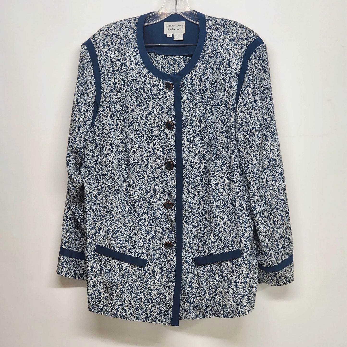 Andrea Gayle Blue White 2 Piece Skirt Suit Set Plus Size 20
