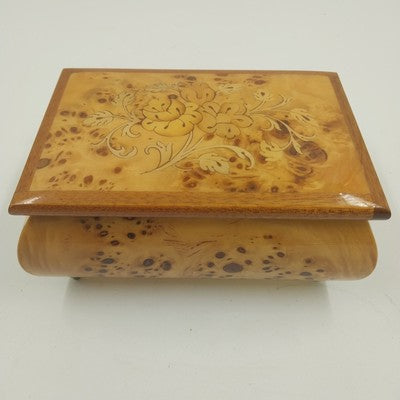 Reuge Inlaid Wood Music Box Italy 4x5.5" 18-Note MEMORY Tune Cats
