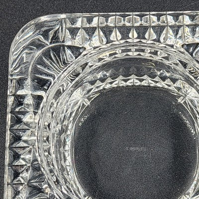 Crystal D'Argues French Candle Holder Faceted Square 4" Marked France EUC