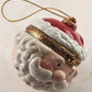 2 Hinged Trinket Box Ornaments Porcelain Santa Head & Reindeer Sleigh Christmas