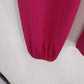 Worthington Pink Gathered Front Blouse Women Med Stretch V Neck Top Long Sleeve