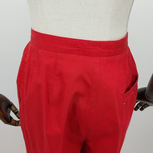 Liz Claiborne Lizsport Women's Red Cotton Slacks Size 4 High Rise Pleated leg