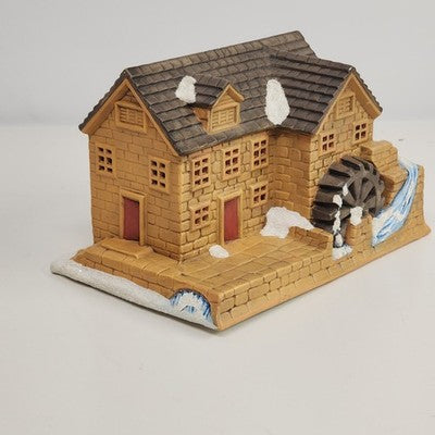 Grist Mill Christmas Village Bisque Ceramic Illuminated 8" Homemade Vintage