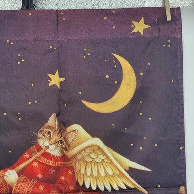 Toland Angel Kitty Yard Garden Flag Banner w/ Hanging Loop Moon & Stars 23"x36"