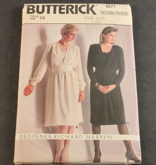 Butterick 6271 Vintage Sewing Pattern Misses Dress and Cummerbund Size 14