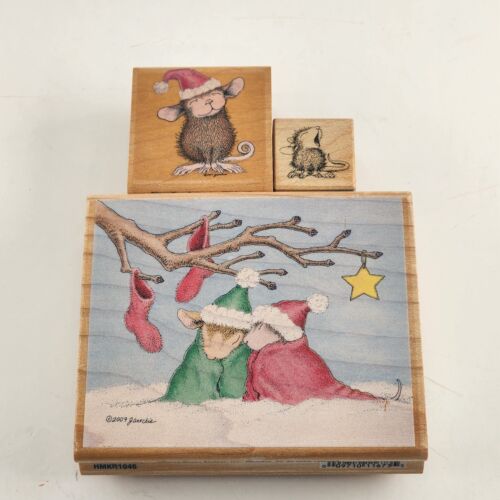 Stampabilities Santa's Little Helper Cuddly & Warm Wooden Mounted Rubber Stamps