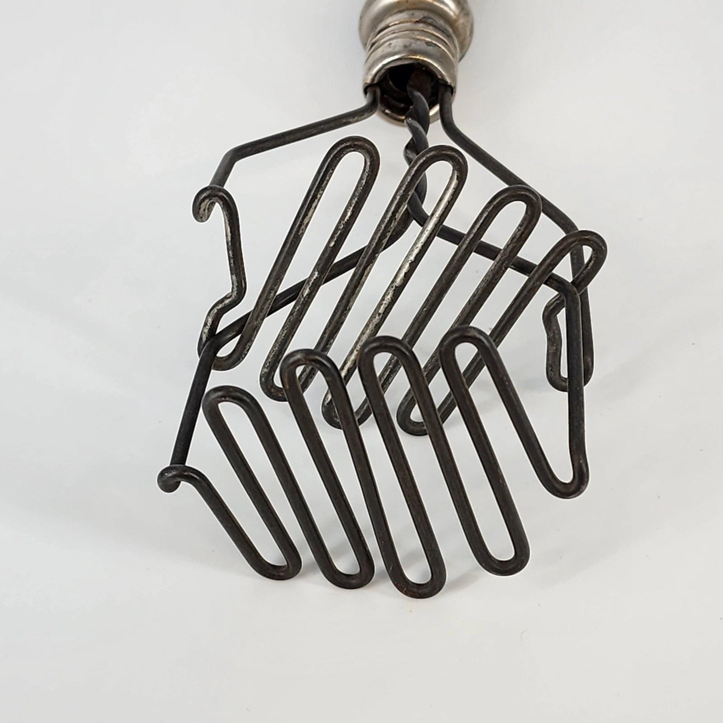 Double Wire Potato Masher Double Spring Action Black Wood Handle Farmhouse Tool