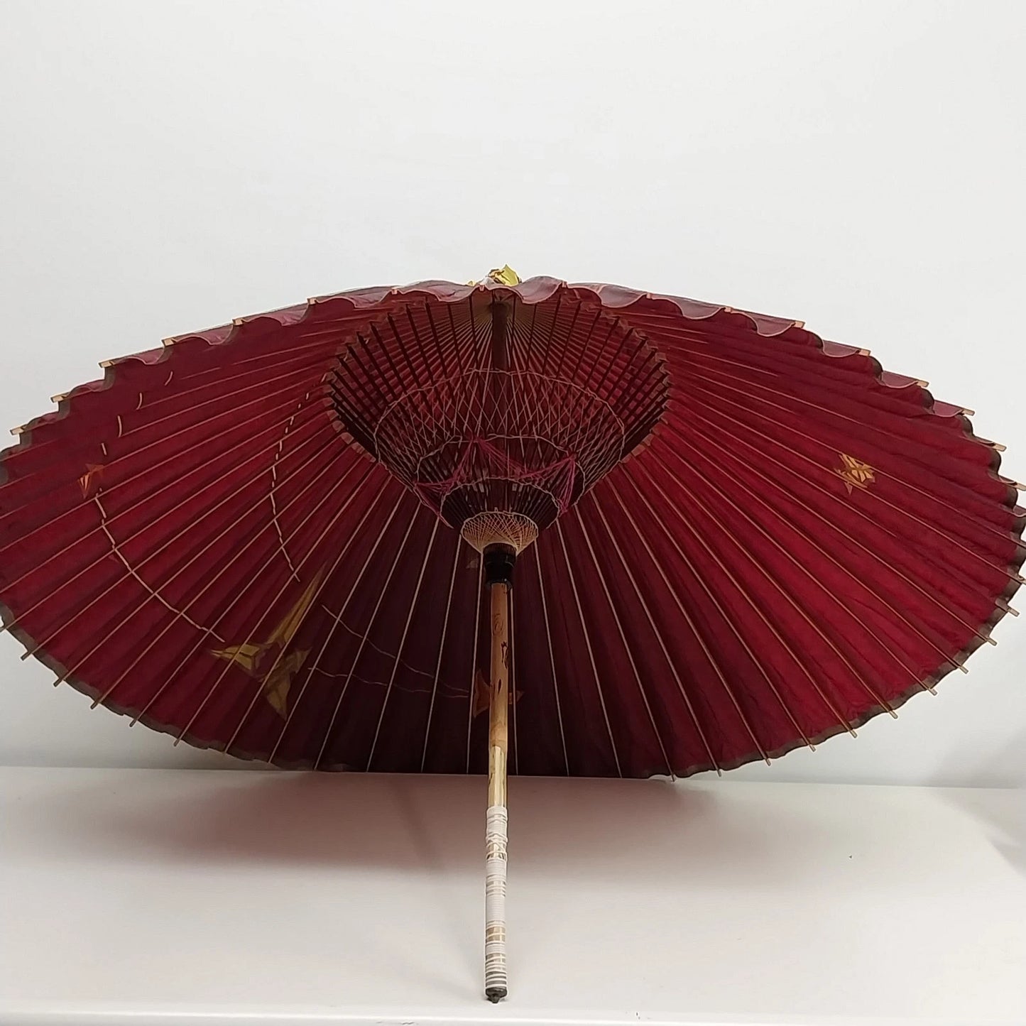 Japanese Wagasa Oiled Paper Umbrella Purplish Red Waterproof 39" Parasol Vintage