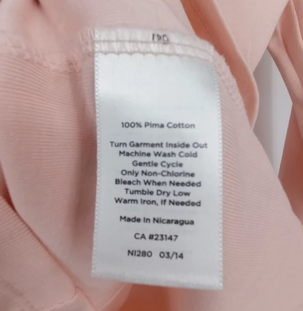 Talbots Petites Light Pink Boat Neck Top Women SP Pima Cotton 3/4 Sleeve 21"
