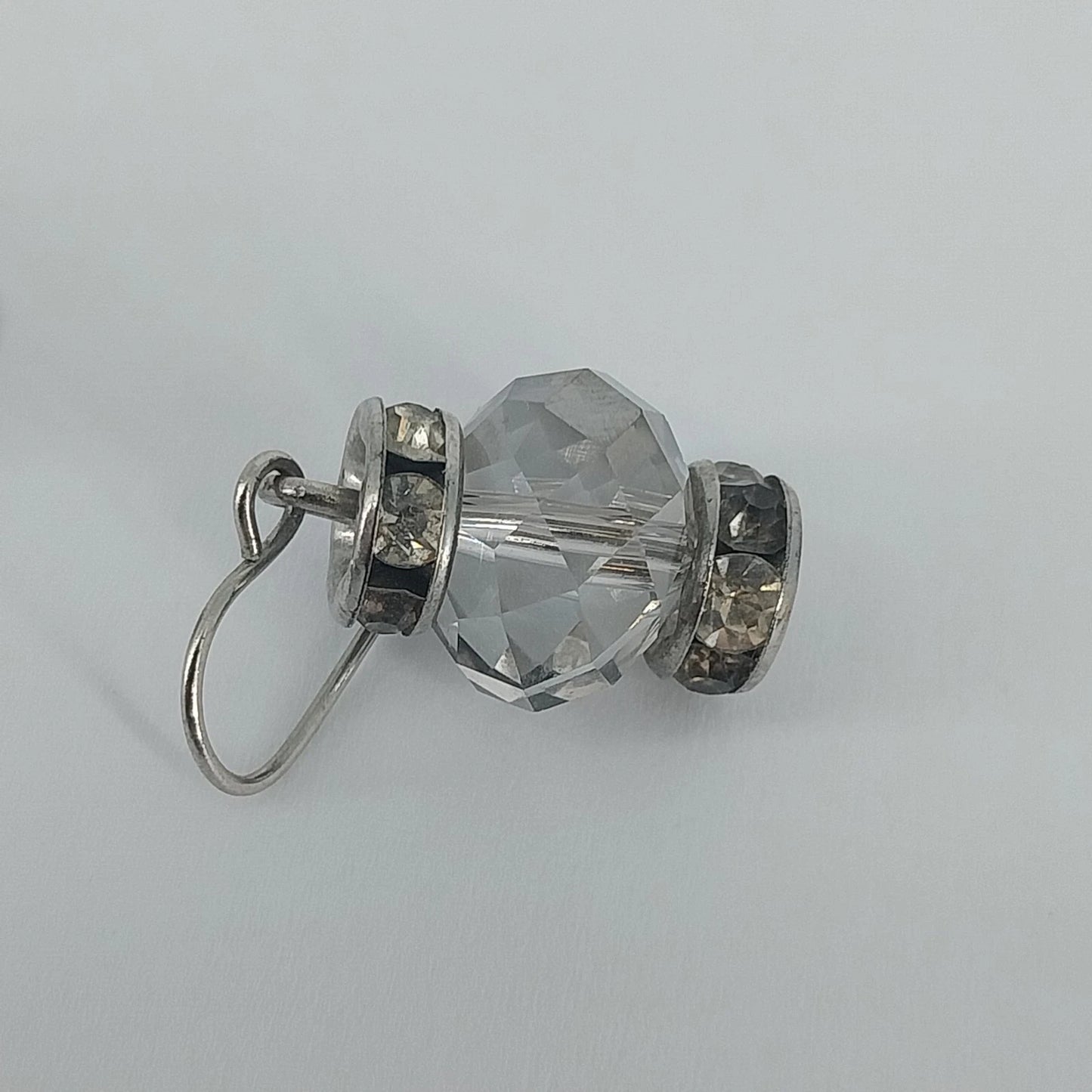 Silver Tone Clear Faceted Glass Crystal Rhinestone Dangle Drop Earrings Vintage