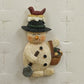 Acrylic Snowman Brooch Lapel Pin with Shovel Bird & Basket Christmas 2.5"Vintage