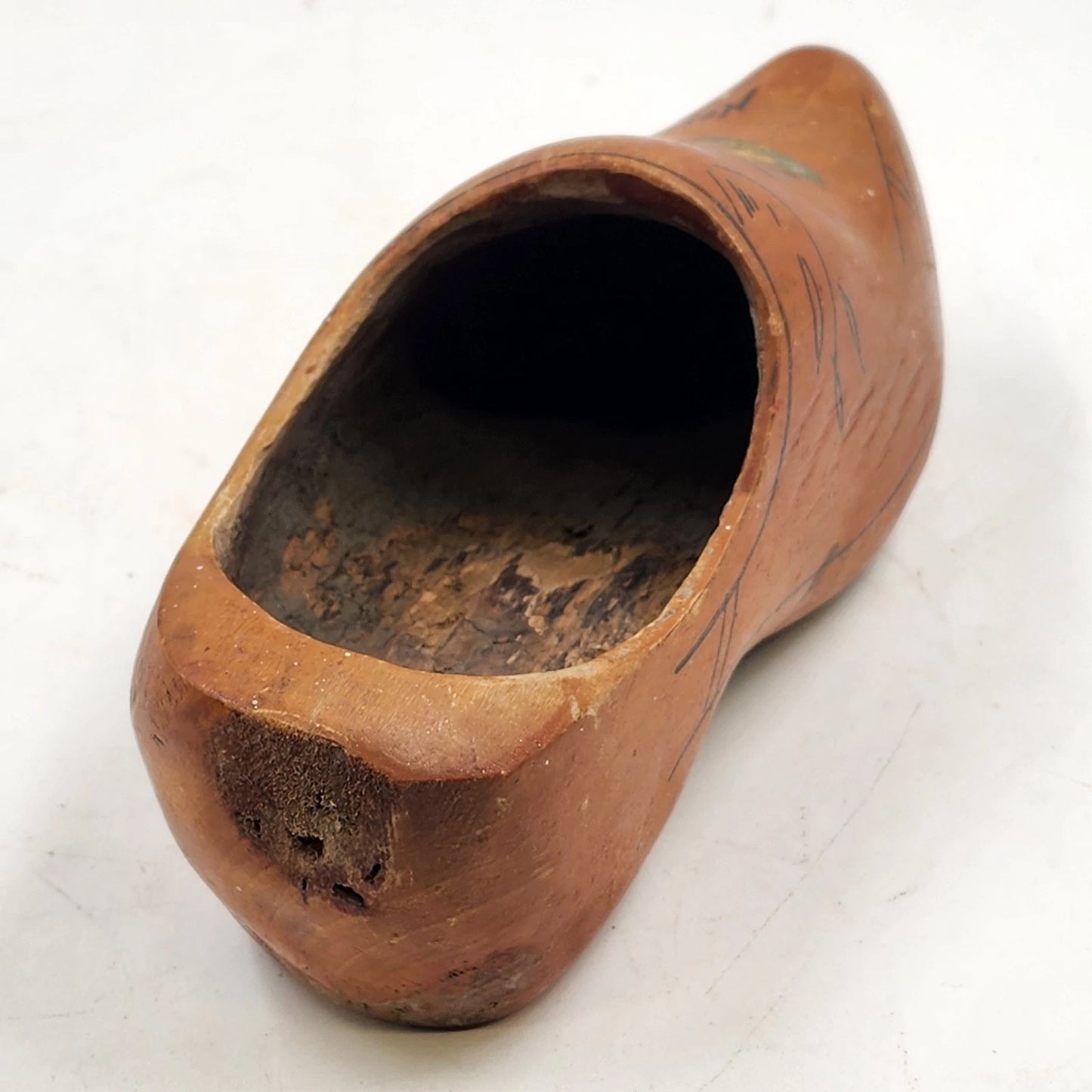 Hand Painted Single Dutch Wooden Clog Shoe Klomp Marked Holland Windmill Varnish