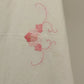 Handmade White Tablecloth Pink Applique Floral Embroidered Hemmed 96x66 Vintage