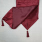 Maroon Table Runner 72x13 Tassels Geometric Pattern