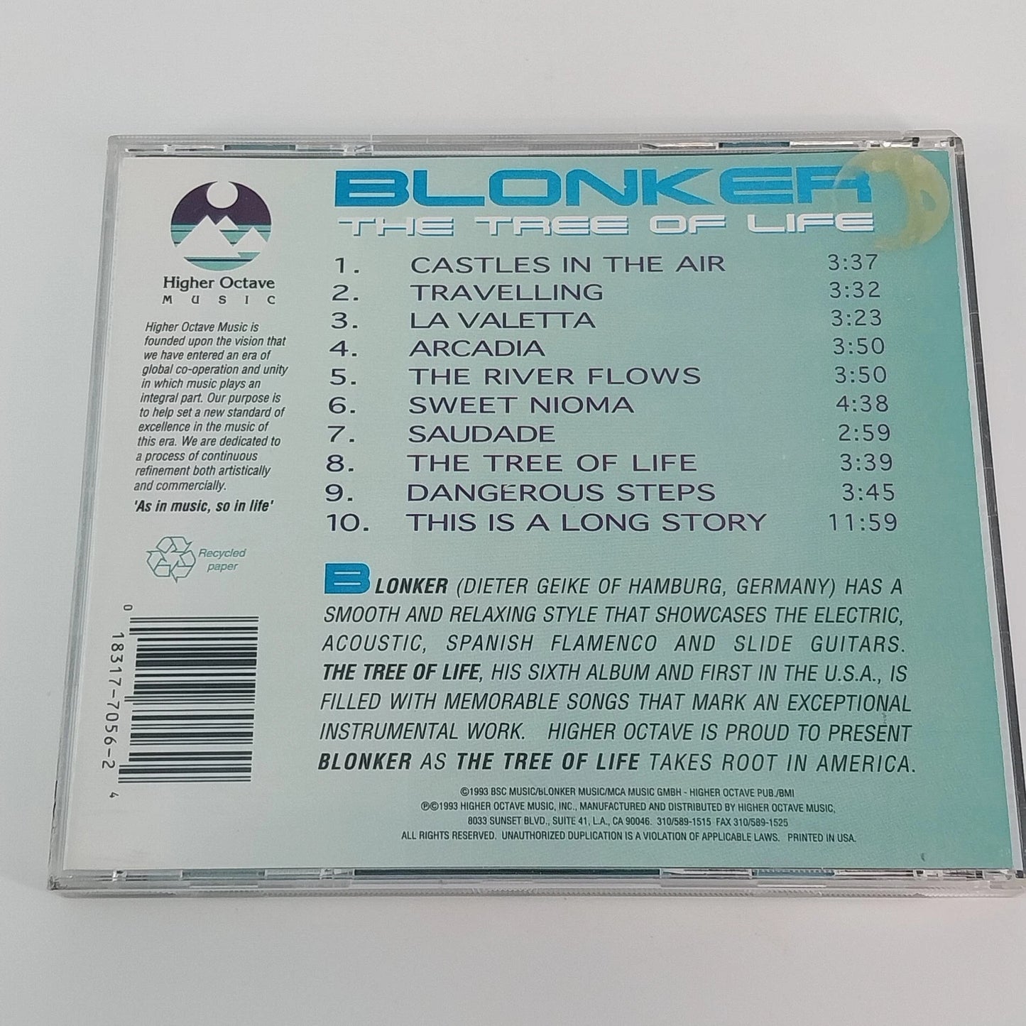 Blonker Tree of Life CD 1993 Higher Octave New Age Instrumental Guitar Ambient