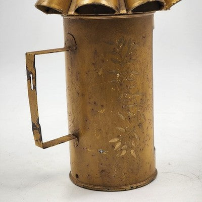 Italian Metal Lantern Taper Holder Vintage Amber Yellow Cone Rustic Candle Lamp
