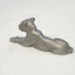 Pewter Reclining Mountain Lion Cougar Figurine 2.5" Vintage Wildlife Animal 1990