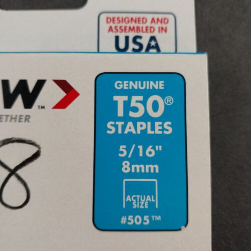 504 Arrow Fastener T50 Stainless Steel Staples 5/16 8 mm 1,250 Pack Universal