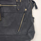 Massini Black Faux Leather Tote Handbag 16in Gold Tone Zipper