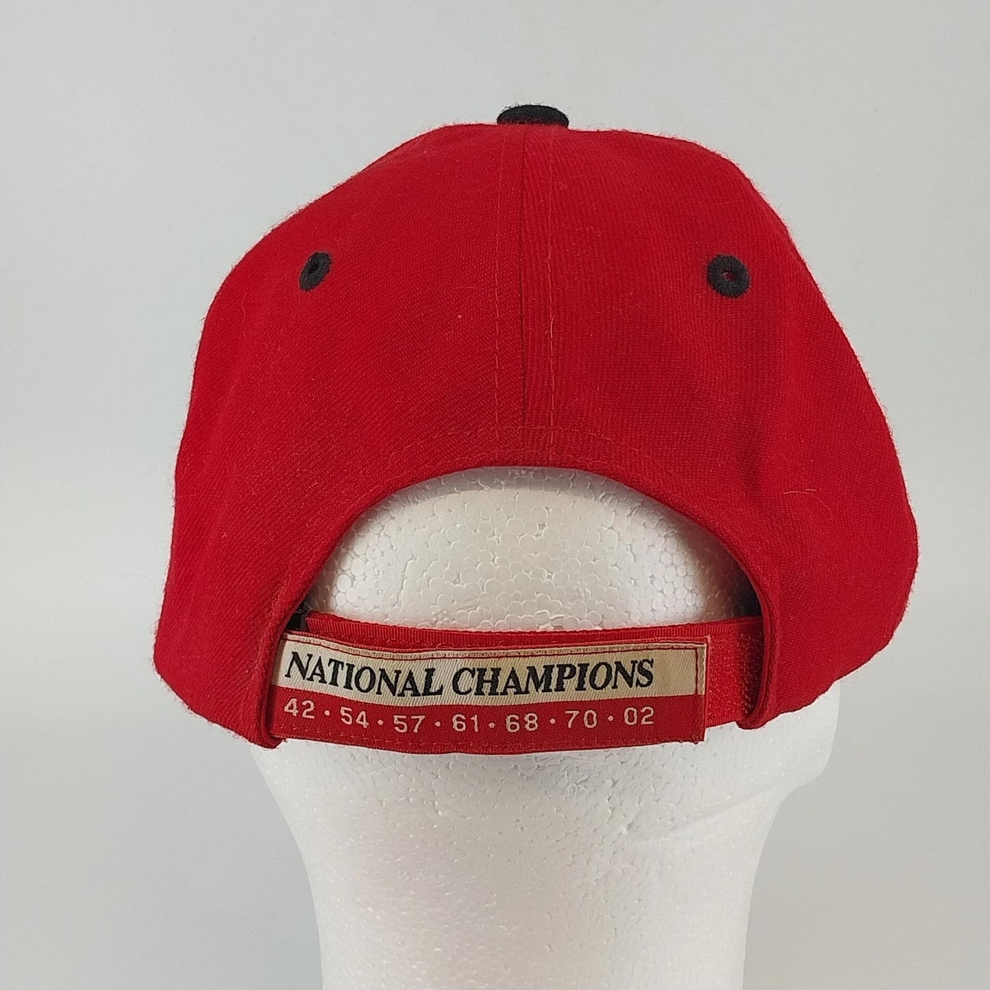 Ohio State Buckeyes 7 Time National Champions Red Cap Hook Loop Adjustable Hat