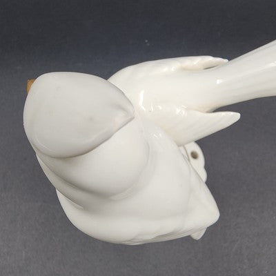 Bavaria White Porcelain Two Birds on Branch Figure by Gerold Co Tettau Gold Trim