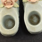 Ceramic Shoe Flowers Candle Stick Holder Pair Spring Roses Pink Japan 1950s VTG