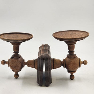 Set of 2 Teakwood Wall Sconce Candle Holders 6"H Fits 4" Candles Natural Wood