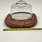 Teakwood Cheese Board Tray Marble Slab & Glass Dome Dolphin