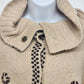 Short Sleeve Cardigan Winter Themed Beige Woman Large XXi Fair Isle Pattern VTG