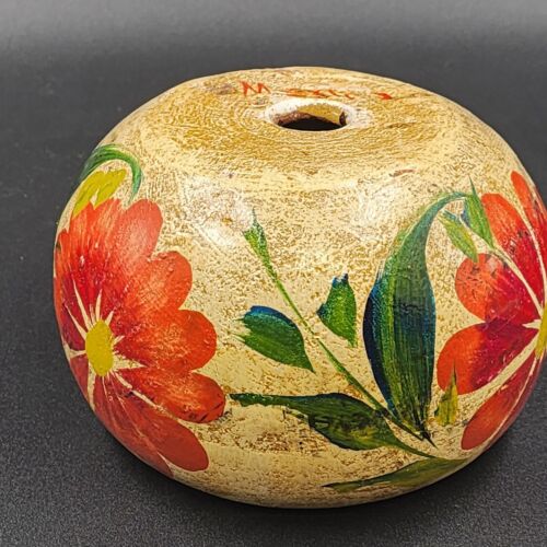 Mexican Clay Pot Terracotta Planter Art Pottery Floral Hand Painted Vintage 4"h