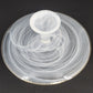 Badash White Alabaster Glass Cake Stand Swirl Silver Trim Footed 12.75" Elegant