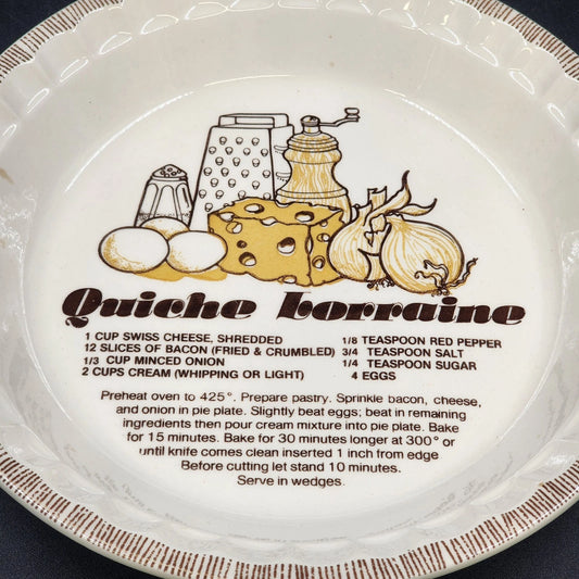 Royal China by Jeannette Quiche Lorraine 11" Recipe Pie Plate USA Made Ceramic