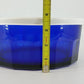 Arcoroc France Cobalt Blue Thumbprint Glass Serving Bowl w White Lid 9.25"