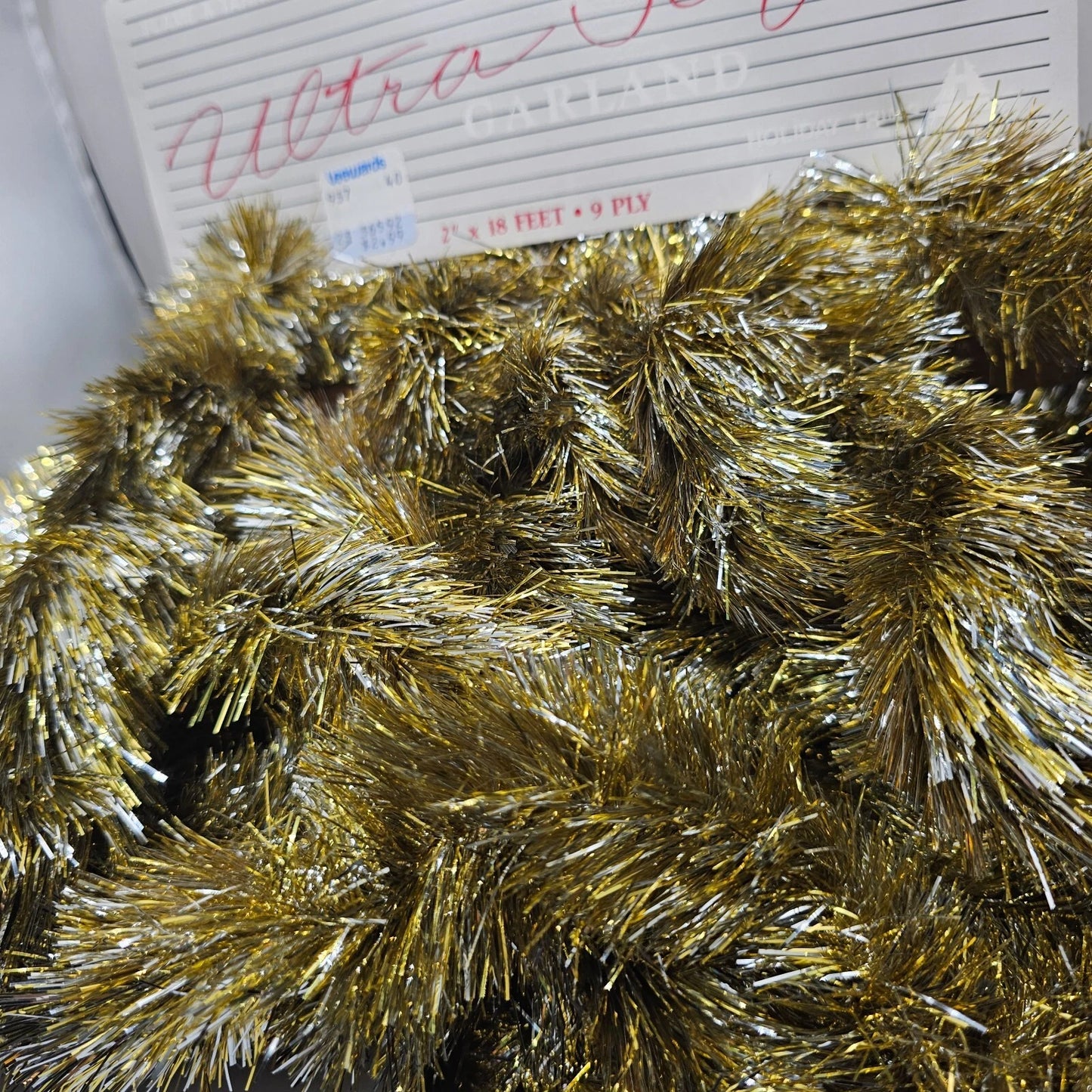 3 Pk Vintage Christmas Tinsel Garland Blue Silver Gold 18' NOS Made USA Shiney