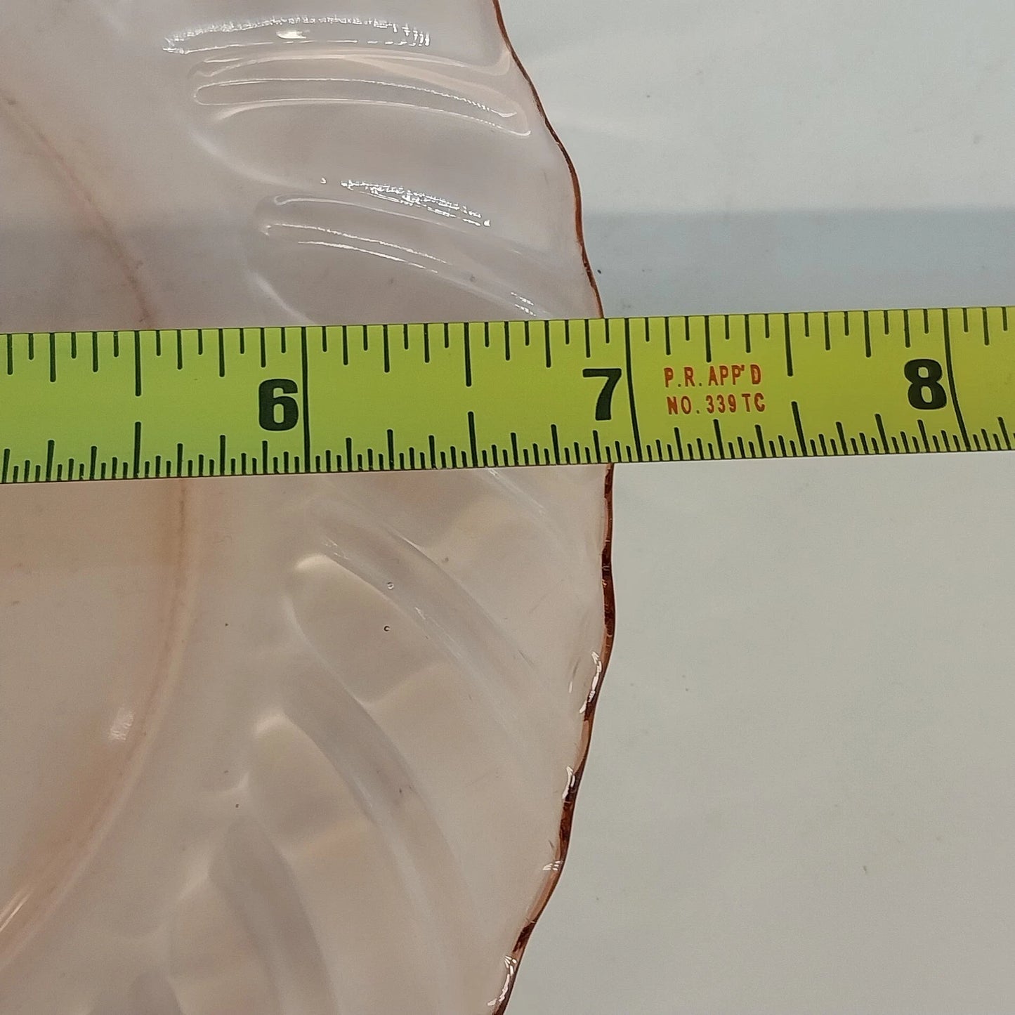 Fortecrisa Pink Swirl Ribbed Glass Salad Plate 7” MCM Tableware Mexico Vintage