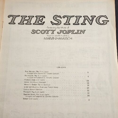 THE STING Featuring the Music of Scott Joplin Piano Sheet Music 1974 MCA Mills